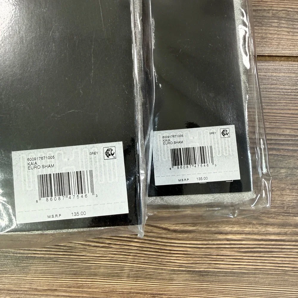 Ralph Lauren Kaia Set of 2 Euro Sham 26x26 Grey Textured Cotton Blend NEW